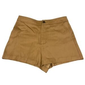 Zara Womens Size XS Satin Khaki Tan Chino Shorts NWT